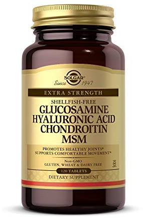 Solgar Glucosamine Hyaluronic Acid Chondroitin MSM, 120 Tablets - Supports Healthy Joints - Supports Range of Motion & Flexibility - Extra Strength, Shellfish Free - Non-GMO, Gluten Free - 40 Servings