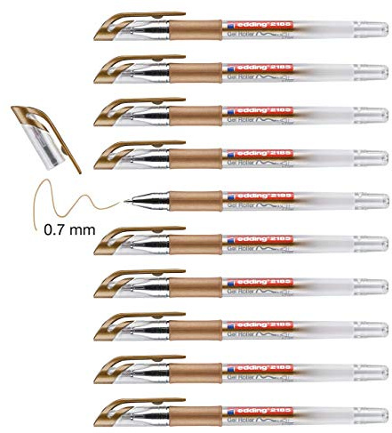 edding 2185 Gelroller - kupfer - 10 Stifte - 0,7 mm - Gelstifte zum Schreiben, Malen, Mandala, Bulletjournal - Gelschreiber, Gelmalstifte