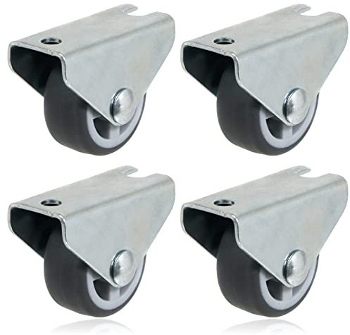 SPARES2GO Universal Castor Wheels Fixed Plate Fixing 1'' Mini Wheel (30mm, Pack of 4)