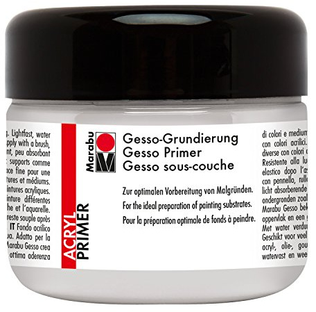 Marabu 12250025808 - Gesso Grundierung 225 ml weiß, feine, hochdeckende Acryl Grundierung auf Wasserbasis, schwach saugend, zur optimalen Vorbereitung von Malgründen