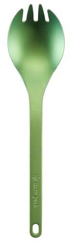Snow Peak Titanium Spork - Lightweight Titanium Cutlery for Camping & Hiking - Compact & Portable Utensil for Easy Packing - Durable Camping Cookware Accessories, Green