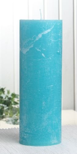 Rustik-Stumpenkerze, 20 x 7 cm Ø, Aqua-türkis