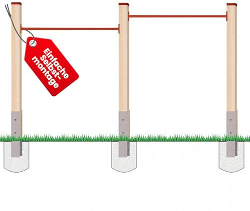 Gartenpirat Doppelreck Modell DKR aus Kantholz Kiefer imprägniert mit Zwei Reckstangen rot