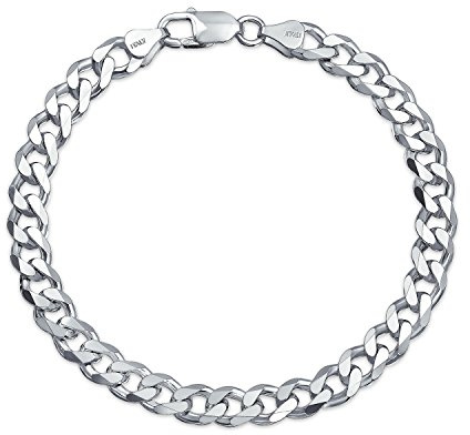 Bling Jewelry Pulsera De Eslabones Cubanos De Trigo O Miami Gruesos Y Sólidos Para Hombres Unisex De Talla Grande Plata De Ley .925 Hecha En Italia De 8 8.5 O 9 Pulgadas