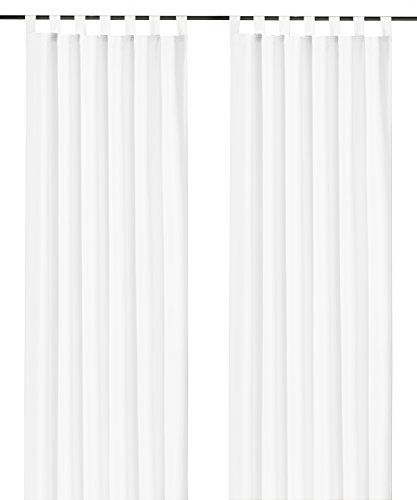 heimtexland Cortina decorativa con trabillas y cinta fruncidora Uni en color blanco alto x ancho 175 x 140 cm opaca pero deja pasar la luz – cortina natural mate con bonita caída ligera