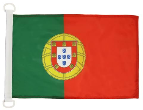 AZ FLAG - Drapeau Portugal - 45x30 cm - Pavillon Nautique Portugais Spécial Bateau Et Extérieur En Maille Bloquée Avec Anneaux Plastiques Intégrés - 30g
