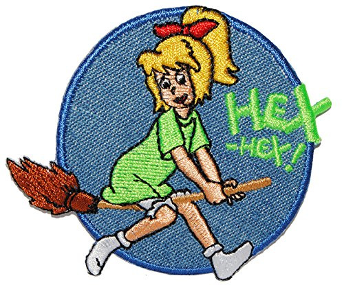 alles-meine.de GmbH Bügelbild - Bibi Blocksberg die kleine Hexe - 7,8 cm * 6,5 cm - Aufnäher gewebter Flicken/Applikation - für Kinder - Mädchen Jungen - Hexen Besen