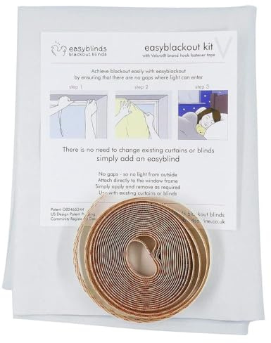 Easyblinds Easynight Premium blackout blind, thermal, self-adhesive attachments, OEKO-TEX fabric, CREAM, cut to any shape/size up to 200x135cm, Full Blackout, Easy To Use, Temporary Or Permanent