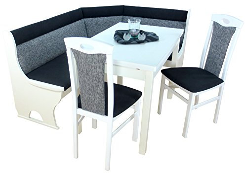 moebel direkt online Eckbankgruppe Madrid II - Sparangebot ! weiß/schwarz-grau meliert