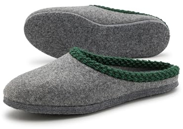 Pantoffelmann pantoufles en feutre avec bordure | Tailles 36–51 | Chaussons respirants et confortables à semelle épaisse | Pour femmes et hommes