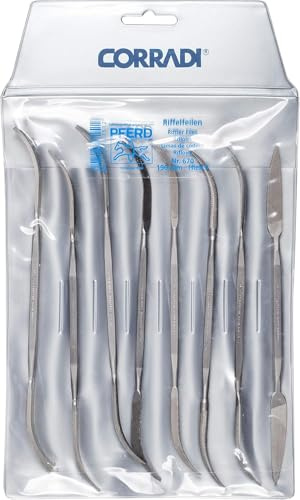 PFERD TOOLS 8-teilig, Schweizer Hieb 19506702 – Für die grobe Präzisionsbearbeitung schwer zugänglicher Stellen geeignet grau;silber;blau länge 190 mm
