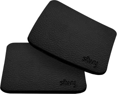 silwy® Metall-Nano-Gel-Untersetzer Black in Leder-Optik für standsichere und rutschfeste Magnet-Gläser – abwaschbar, wiederverwendbar und rückstandslos ablösbar – perfekt für Camping, Boote (2er Set)