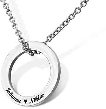 Juwelier Schönschmied - Unisex Kettenanhänger Kreisanhänger Familienanhänger aus Edelstahl inkl. Gravur und Kette AH363 - Leela