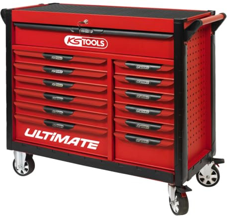 KS TOOLS 809.0013 Servante d'atelier Vide Ultimate Rouge, 13 tiroirs