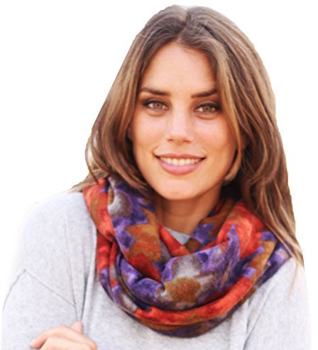 BRANDELIA Loopschal Winterschal ohne Wolle mit Blumenmuster weich und warm für Frauen. Mode Accesoire ideal auch als Geschenk für Frauen. Handgefertigt in Spanien.