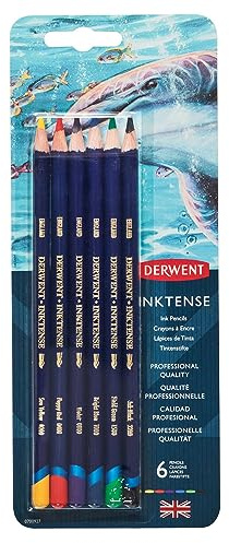 Derwent Colored Pencils, Inktense Ink Pencils, Drawing, Art, Pack, 6 Count (0700927) (Renewed)