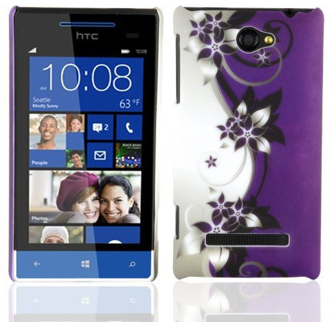 Cadorabo - Hard Cover für HTC 8S - Case Cover Schutzhülle Bumper im Design: LILA VEILCHEN