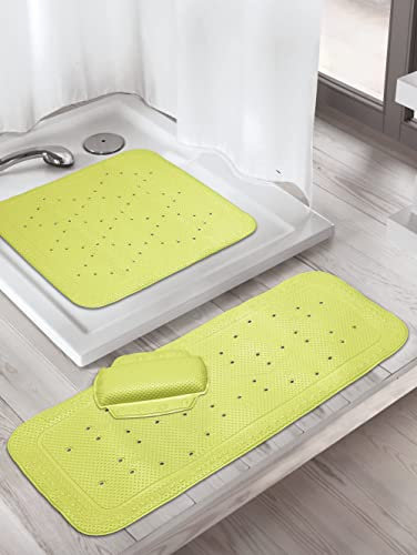 Kleine Wolke Wanneneinlage und Nackenpolster Calypso Set 2-teilig, Kiwi, 72 x 36 cm (Rechteckig)