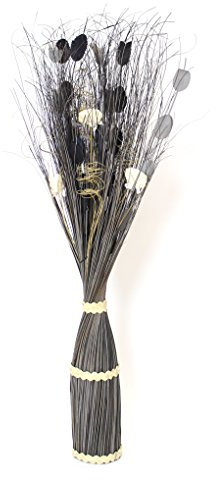 FRANK FLECHTWAREN Blumen, Gräser, Trockenblumen, Bündel, Getrockneten Blumenstrauß, Trockenblumen Deko-Bündel Anthrazit, Höhe ca. 1m, Durchmesser Standfläche ca. 12cm