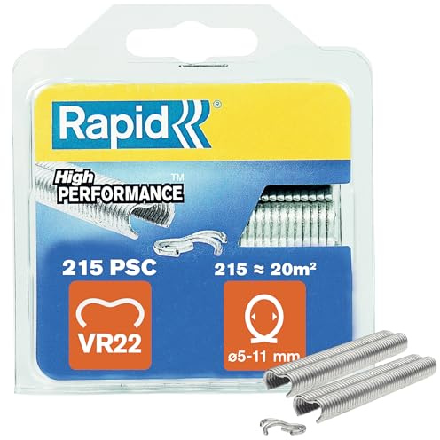 Rapid Zaun-Ringklammern VR22 verzinkt, 215 Stk. für Maschendrahtzaun | Für Ø 5–11 mm Drähte; kunststoffummantelt; silber; 215 Stk.; kompatibel mit FP20 & FP222 Rapid Zaunzangen