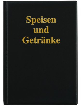 SIGEL SM105 Speisekarten-Mappe für A5, mit 6 Sichthüllen für 12 Blatt, schwarz mit Goldprägung