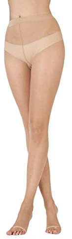 Pretty Polly Women's 8d Naturals Open Toe Tight - beige - S-M