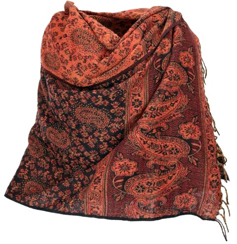 GURU SHOP Weicher Pashmina Schal mit Paisley Muster | Warmer Schal, ideal für kalte Tage, Unisex, 100 % Polyacryl, vielseitig einsetzbar