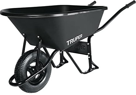 TRUPER CAT-60PL Carretilla con bandeja de plástico de 6 pies y llanta Knobby de 16 pulgadas x 4 pulgadas