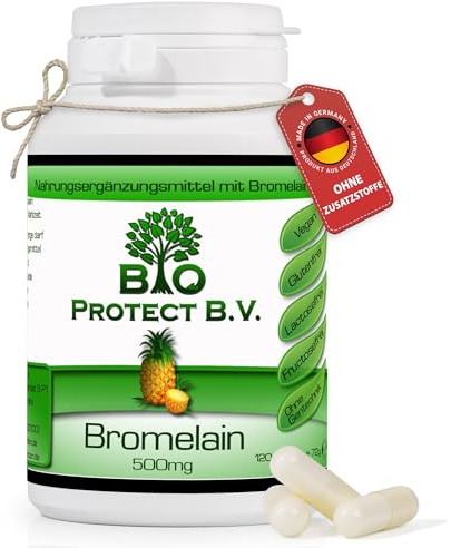 Bromelain 500 mg, 120 Kapseln, 4.000 F.I.P., vegan, BioProtect Premium Pure | Veganes Ananas-Enzym ohne Füll- und Zusatzstoffe; 4000 FIP pro Tagesdosis,2 Monate Vorrat, natürlicher Ananas Extrakt