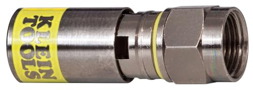 Klein Tools VDV812-606 F-Connector for RG6/6Q Coaxial Cable, Universal Compression Connectors, Male, Professional Grade, 10-Pack