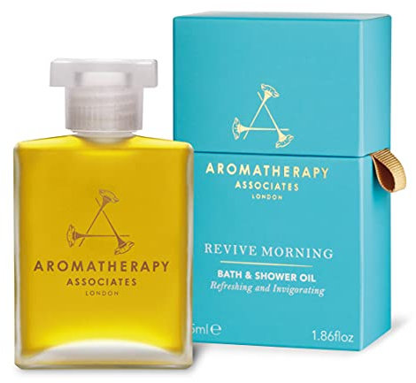 Aromatherapy Associates Revive Morning Olio da bagno e doccia, 55 ml infuso di oli essenziali di bacche di ginepro, neroli e pompelmo per evitare letargia.