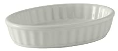 Tuxton China BWK-0502 Crème Brule, 5 oz., 5-3/8 x 3-7/8 x 1-1/8 H, Oval, Fluted, Microwave and Dishwasher Safe, Oven Proof, Fully Vitrified, Ceramic, DuraTux, White, Pack of 12