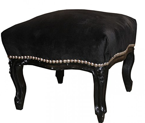 Casa Padrino Barock Fußhocker Medium Schwarz/Schwarz - Antik Stil Möbel - Hocker