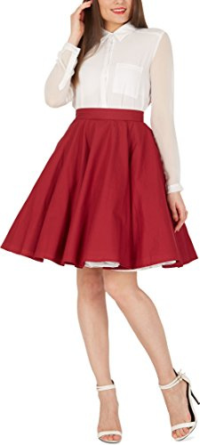 BlackButterfly Vintage Rockabilly Cercle Complet Jupe De 1950 (Bordeaux, 3XL)