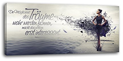 dalinda® XXL-Wandbild Leinwandbild mit Spruch Träume... 100x40cm Keilrahmenbild Kunstdruck Wandbild Panorama Leinwandbild LS038