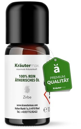 NUOVO! Olio essenziale di cembro Kräutermax | Olio essenziale di cembro per diffusore, sauna e molto altro | Profumo per ambiente all'olio di cembro | Olio essenziale naturale di cembro | 1 x 10 ml