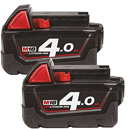 SET OF 2 Milwaukee M18B4 4.0Ah Lithium-Ion Battery – Red FUEL GAUGE
