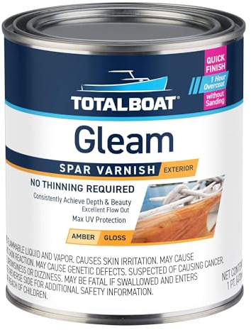 TotalBoat Gleam Marine Spar Varnish, Gloss and Satin Polyurethane Finish for Wood, Boats and Outdoor Furniture (Gloss Pint)