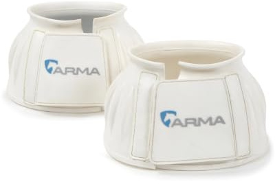 Shires Arma Overreach Bell Boots - 6mm Rubber Shock Absorbing Double Touch-Close - Multiple Sizes White/Cob