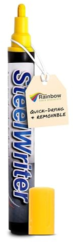 Metal Marking Paint Pen - Industrial Marker For Writing & Drawing on Steel and Metals - Washable Removable Paint Markers, Wet Erase Metal Paint, Yellow Paint Pen for Construction and Welders