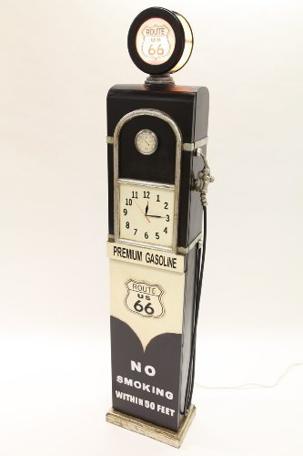 point home Design-Schrank Zapfsäule mit Uhr + Licht, Retro, schwarz, 187cm