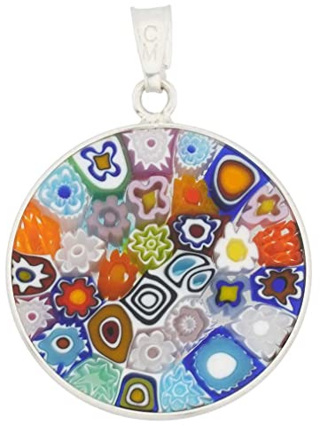 Glass Of Venice Medium Millefiori Anhänger Multicolor in Silberrahmen 23mm