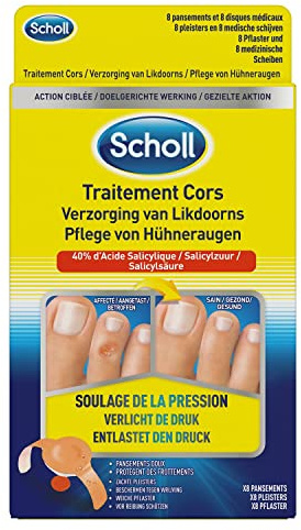Scholl Coricid Pflaster, gezielte Wirkung gegen Hühneraugen – Box mit 8 Pflastern