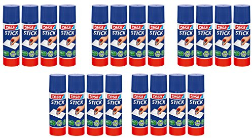 20 x tesa Klebestift, rund, ökologisch, [5x 3+1 gratis], 40g | 20 Sticks (5, 40g)