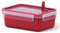 Emsa Mikrowellendose Clip & Micro 517774 | Mit 2 Einsätzen | Mikrowellenventil | 1,0 L | Lunchbox | Integrierte Maßeinteilung | Made In Germany | Rot/ Transparent