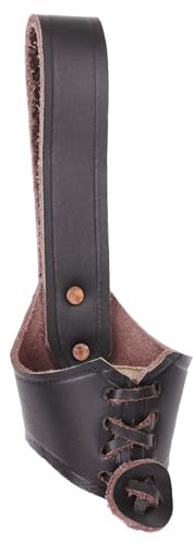 Battle-Merchant - Trinkhorn-Gürtelhalter aus Leder - für EIN Met-/Trinkhorn - 0,2-0,3 Liter Fassungsvermögen - Zubehör für Mittelalter- und Wikinger-LARP - Braun