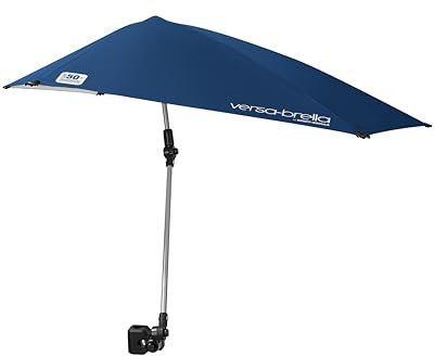 Sport-Brella Versa-Brella Adjustable Umbrella, 360° 4-Way Tilt, Universal Clamp, UPF 50+ Sun Protection, Lightweight & Compact for Chairs, Golf Bags, Strollers, Easy Set Up, 107cm, Midnight Blue