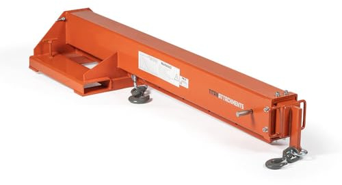 Titan Attachments Fork-Mounted Adjustable Hoist Jib Boom Crane, Manual Telescoping Boom Extends Up to 138, 6,600 LB Lift Capacity, Two Swivel Hooks, Adjustable Hook Points