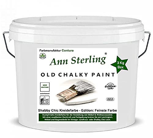 Ann Sterling XL 3Kg Kreidefarbe Shabby Chic Farbe: Chalky Oldwhite/Altweiß 3Kg. Lack Chalky Paint