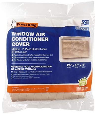 Frost King AC9H Indoor Quilted 2-Piece Standard Air Conditioner Cover 25 wide by 17 tall by 4 deep- Beige
